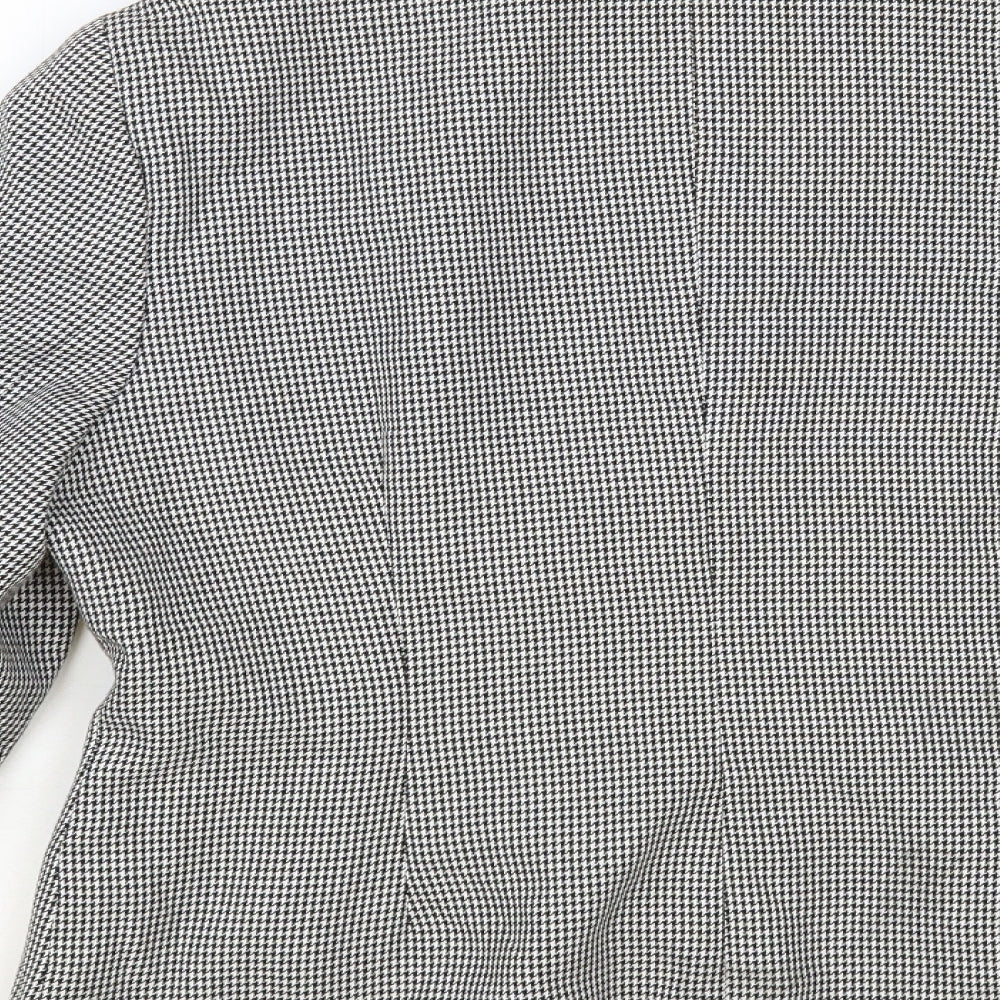 Classic Woman Womens Black Geometric Jacket Blazer Size 14 Button