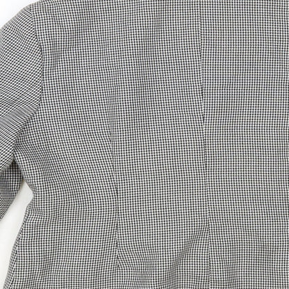 Classic Woman Womens Black Geometric Jacket Blazer Size 14 Button