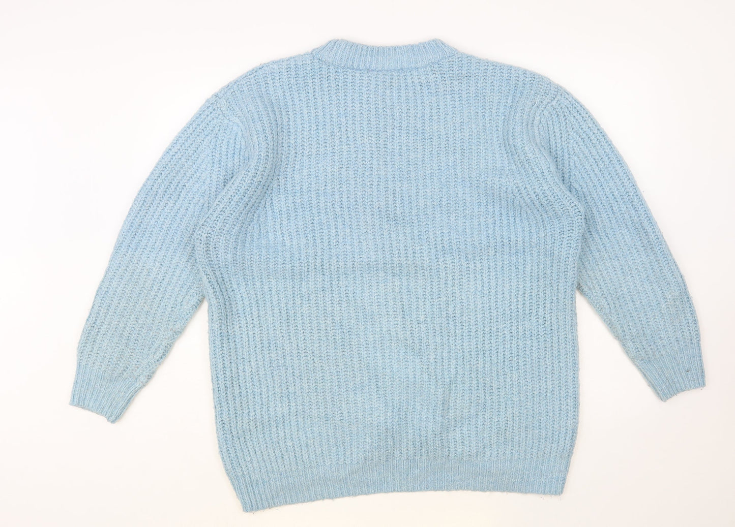 George Womens Blue Crew Neck Acrylic Pullover Jumper Size M