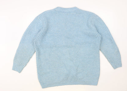 George Womens Blue Crew Neck Acrylic Pullover Jumper Size M
