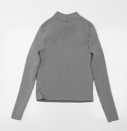 Primark Womens Black Mock Neck Geometric Polyester Pullover Jumper Size 10 - Cut Out