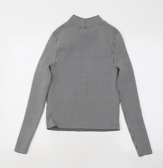 Primark Womens Black Mock Neck Geometric Polyester Pullover Jumper Size 10 - Cut Out