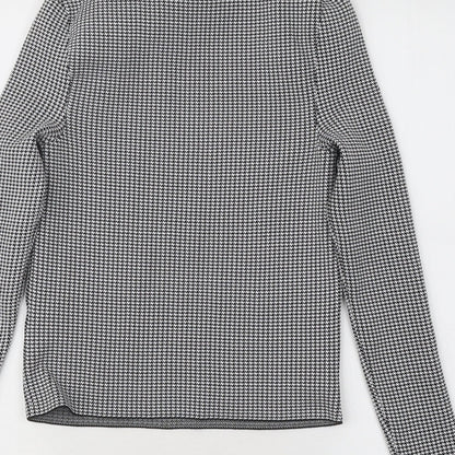Primark Womens Black Mock Neck Geometric Polyester Pullover Jumper Size 10 - Cut Out