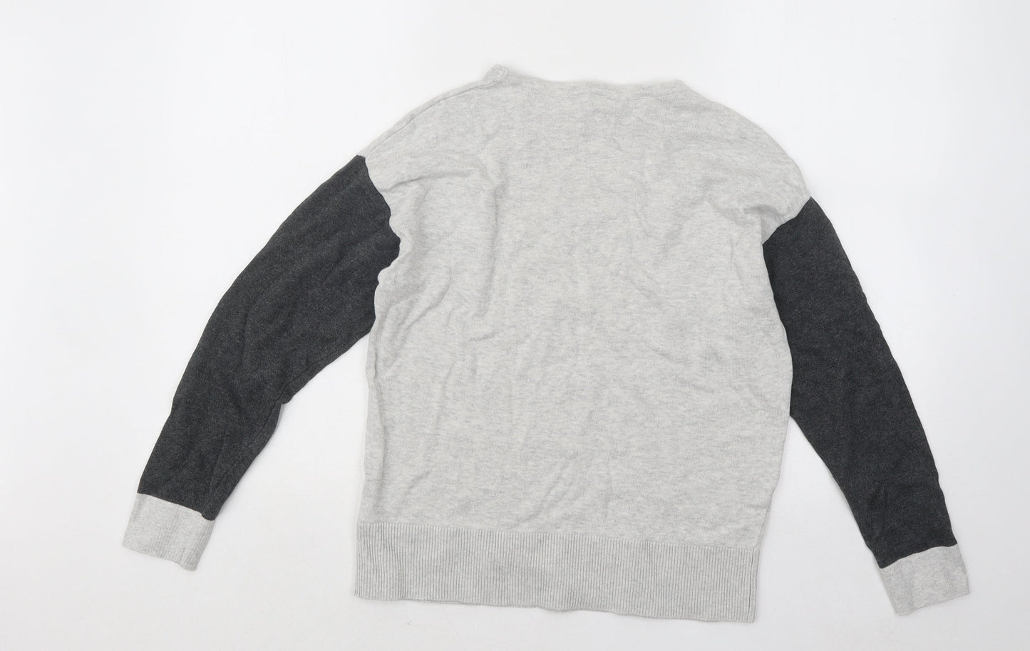 Peacocks Mens Grey Round Neck Cotton Pullover Jumper - Stars