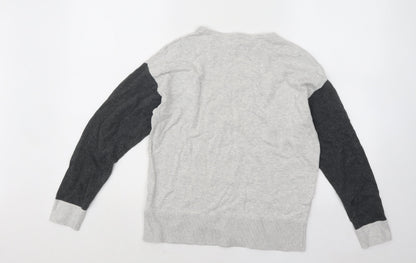 Peacocks Mens Grey Round Neck Cotton Pullover Jumper - Stars