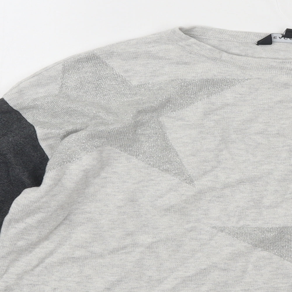 Peacocks Mens Grey Round Neck Cotton Pullover Jumper - Stars