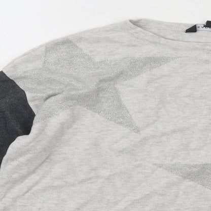 Peacocks Mens Grey Round Neck Cotton Pullover Jumper - Stars