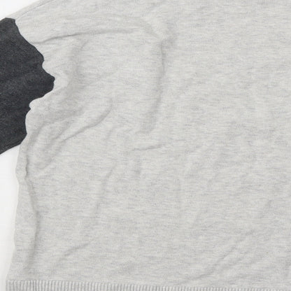 Peacocks Mens Grey Round Neck Cotton Pullover Jumper - Stars