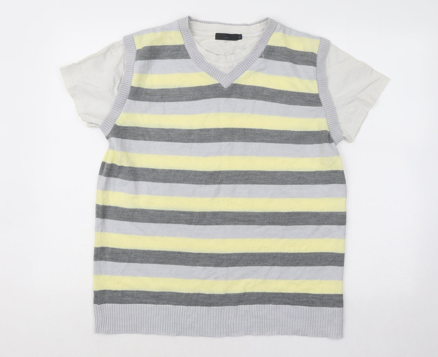 New Look Mens Multicoloured Round Neck Striped Acrylic Pullover Jumper Size M