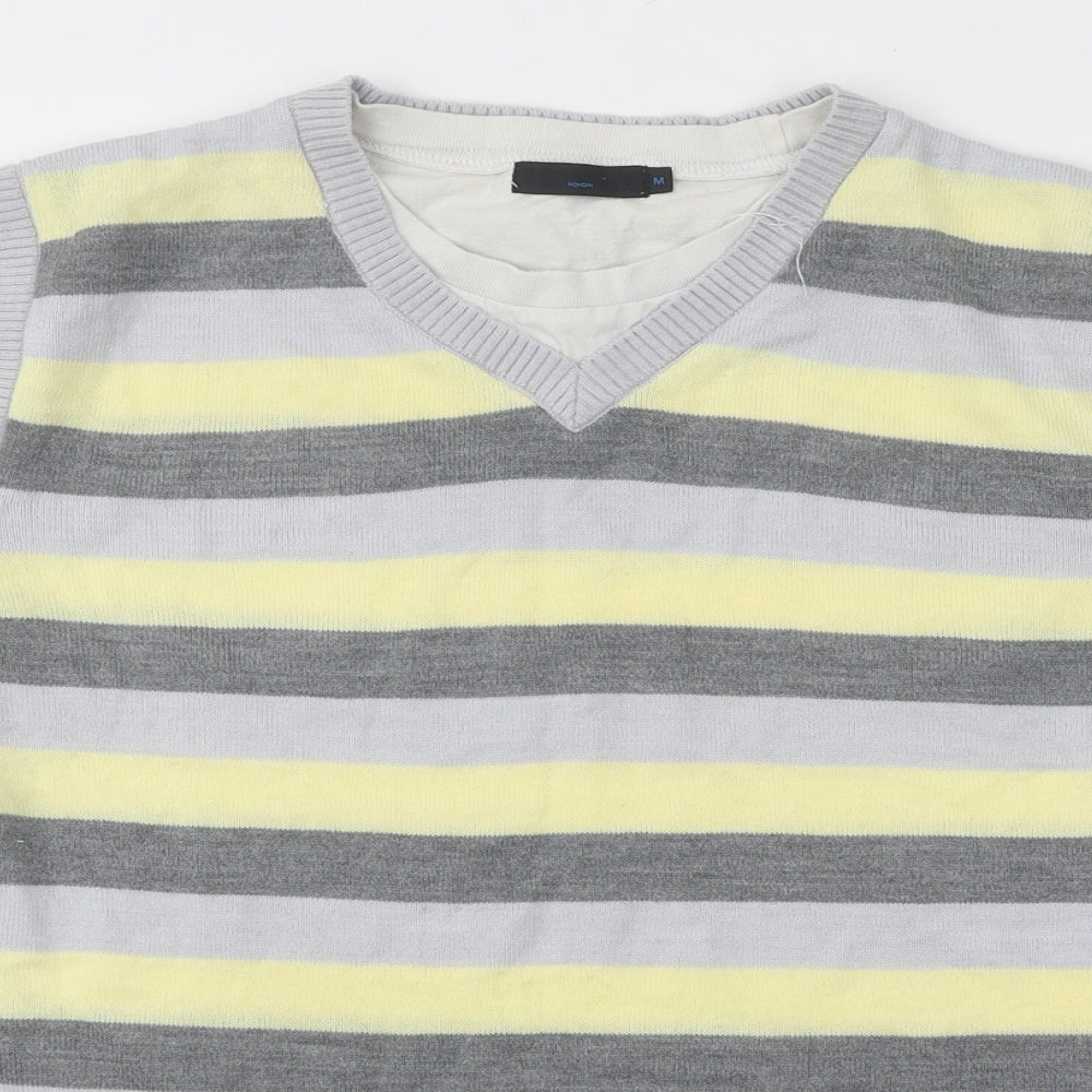 New Look Mens Multicoloured Round Neck Striped Acrylic Pullover Jumper Size M