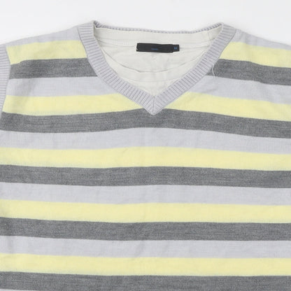 New Look Mens Multicoloured Round Neck Striped Acrylic Pullover Jumper Size M