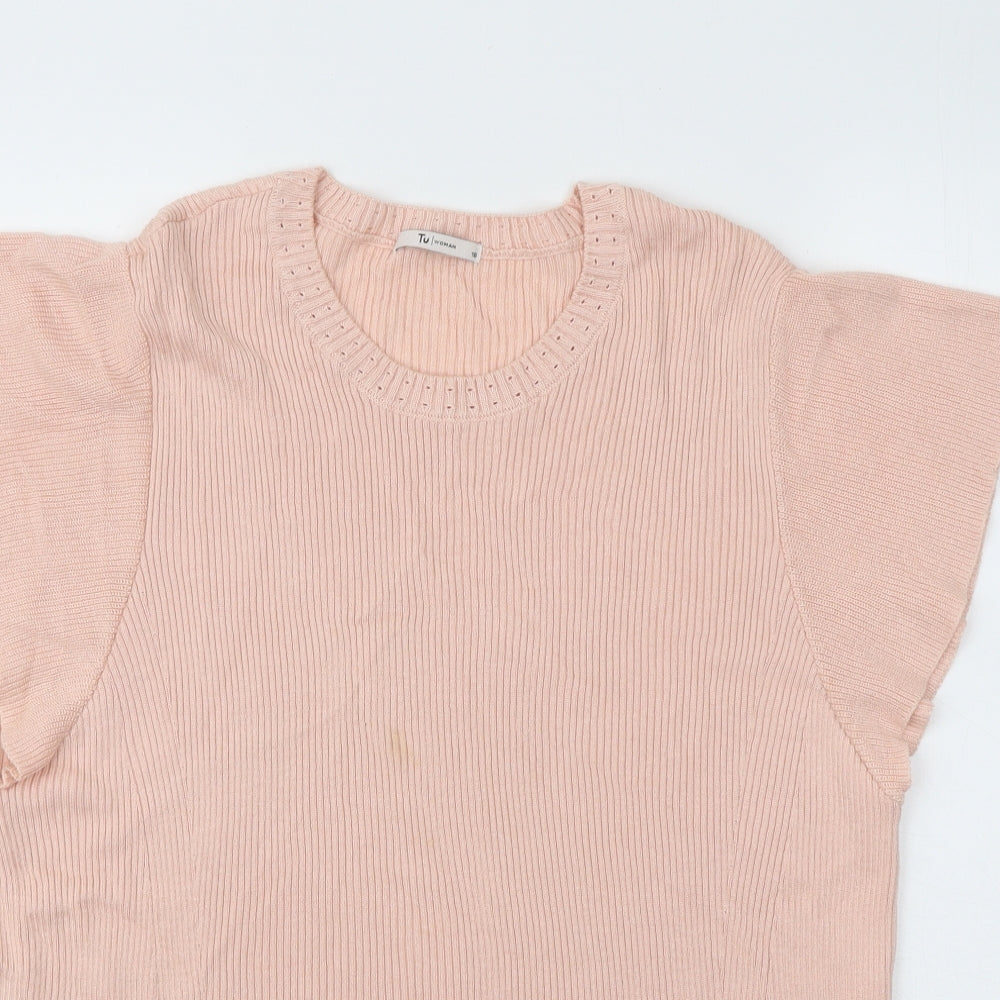 TU Womens Pink Round Neck Viscose Pullover Jumper Size 18