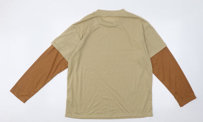 SheIn Womens Beige Polyester Basic T-Shirt Size M Round Neck - Icing On The Cake