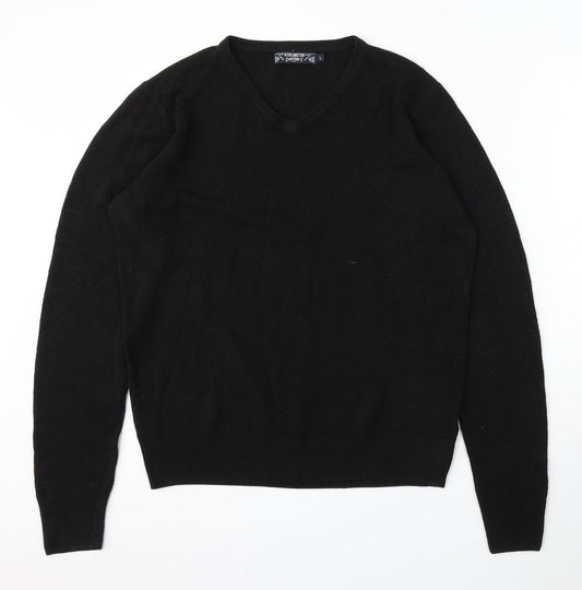 Kensington Mens Black V-Neck Polyester Pullover Jumper Size L
