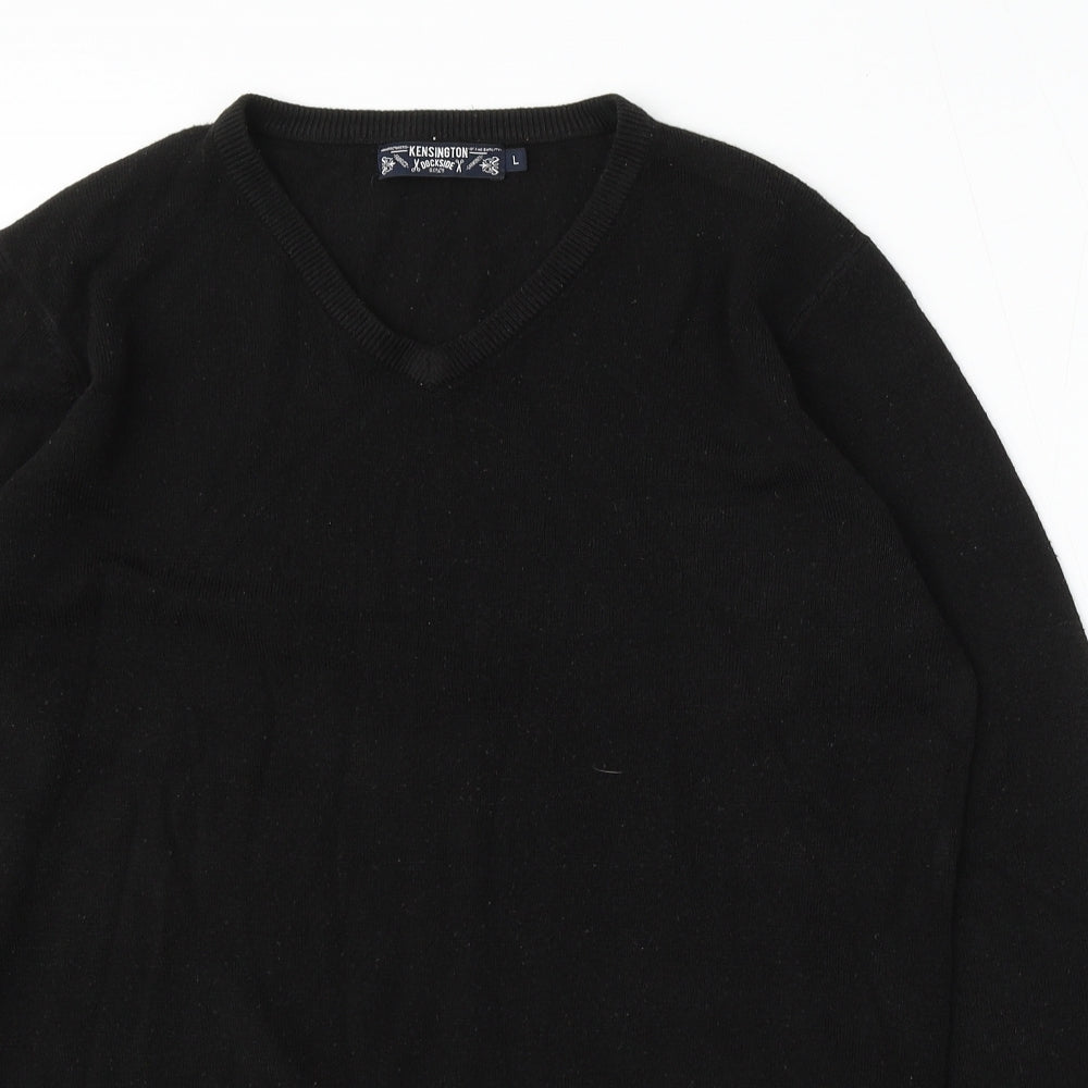 Kensington Mens Black V-Neck Polyester Pullover Jumper Size L