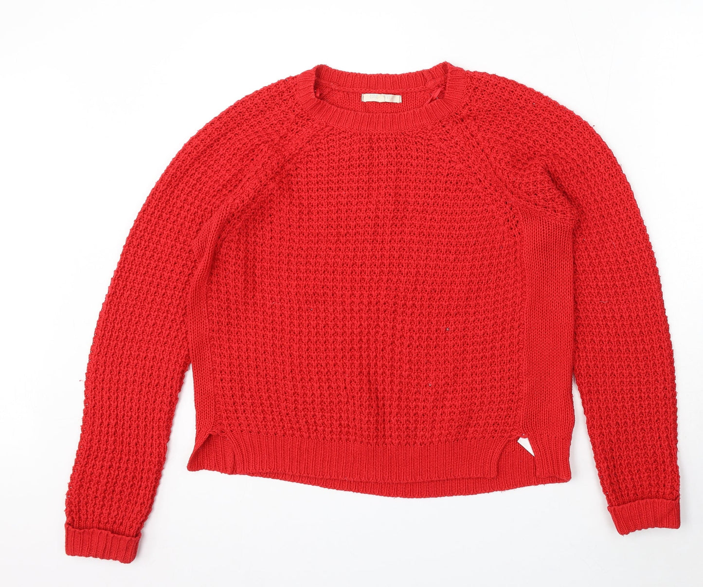 Love Knitwear Womens Red Round Neck Acrylic Pullover Jumper Size 14