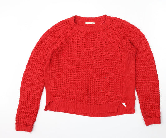 Love Knitwear Womens Red Round Neck Acrylic Pullover Jumper Size 14