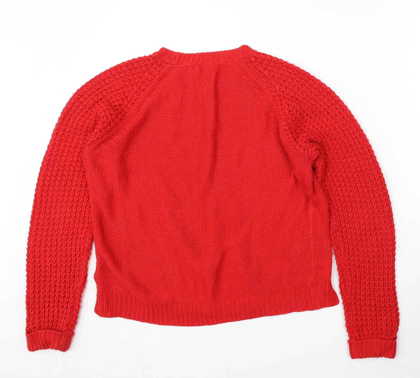 Love Knitwear Womens Red Round Neck Acrylic Pullover Jumper Size 14