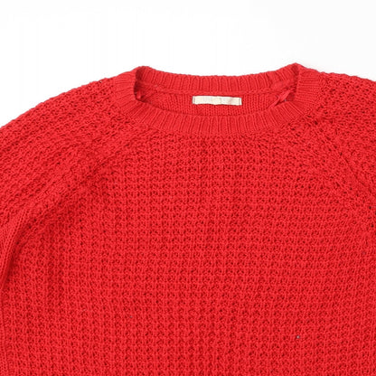 Love Knitwear Womens Red Round Neck Acrylic Pullover Jumper Size 14