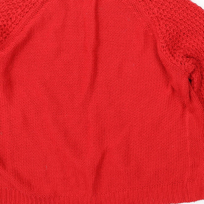 Love Knitwear Womens Red Round Neck Acrylic Pullover Jumper Size 14
