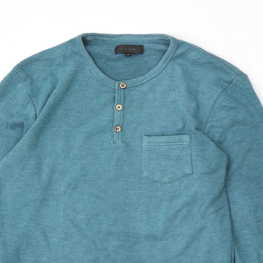 River Island Mens Blue Round Neck Polyester Pullover Jumper Size S