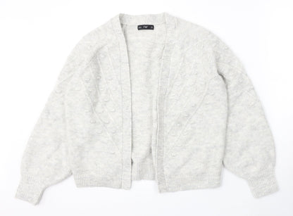 F&F Womens Grey V-Neck Polyester Cardigan Jumper Size S