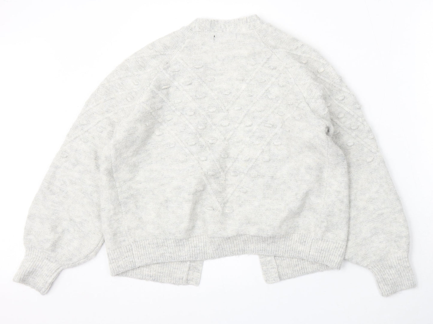 F&F Womens Grey V-Neck Polyester Cardigan Jumper Size S