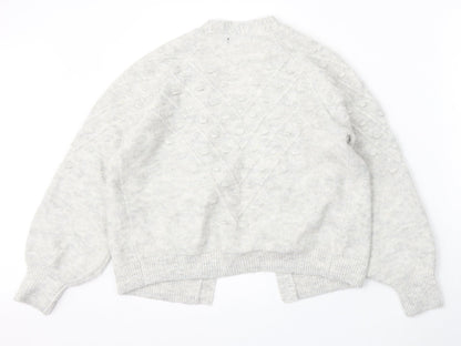 F&F Womens Grey V-Neck Polyester Cardigan Jumper Size S