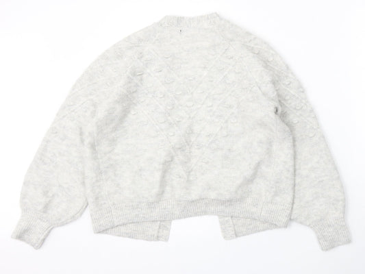 F&F Womens Grey V-Neck Polyester Cardigan Jumper Size S