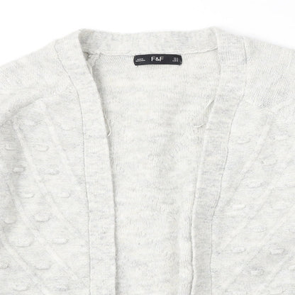 F&F Womens Grey V-Neck Polyester Cardigan Jumper Size S