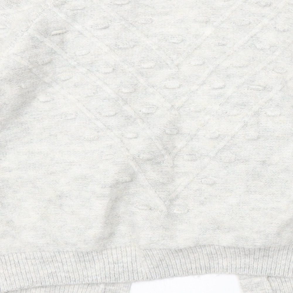 F&F Womens Grey V-Neck Polyester Cardigan Jumper Size S