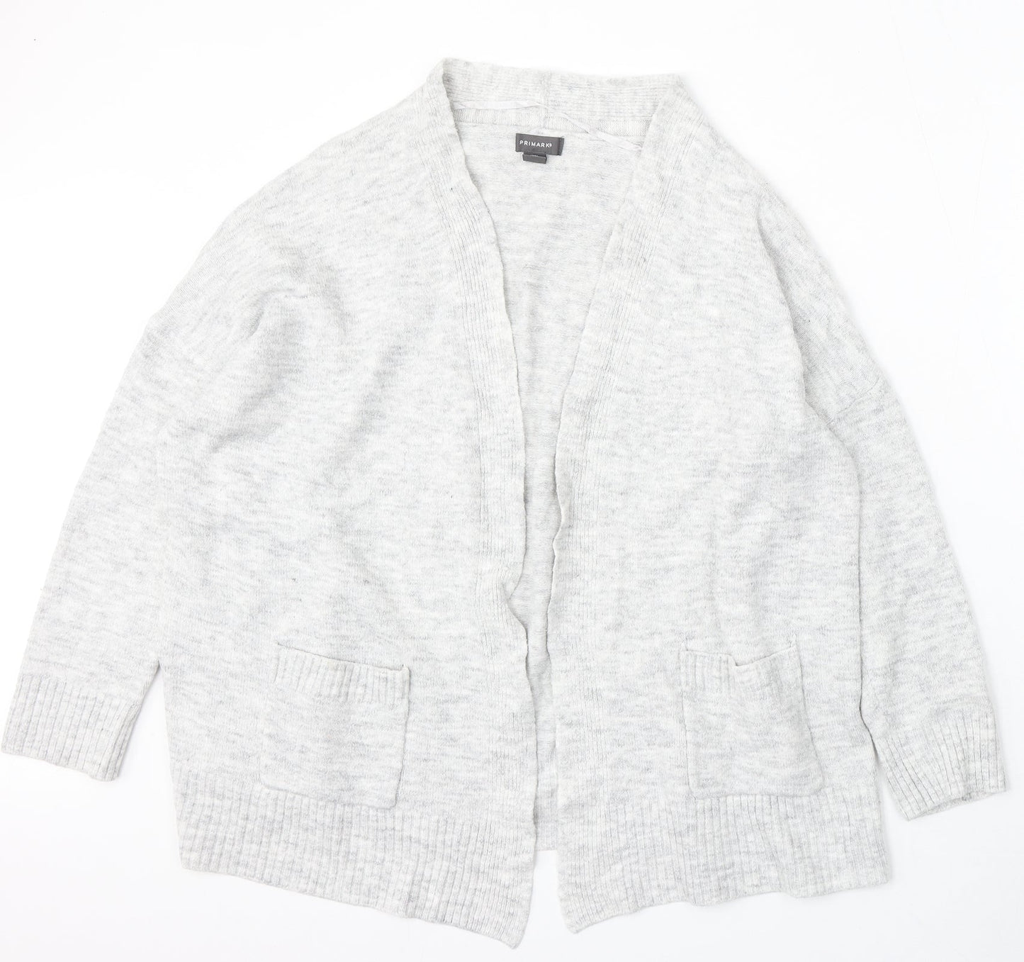 Primark Womens Grey V-Neck Acrylic Cardigan Jumper Size 14