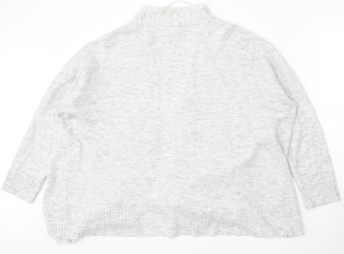 Primark Womens Grey V-Neck Acrylic Cardigan Jumper Size 14