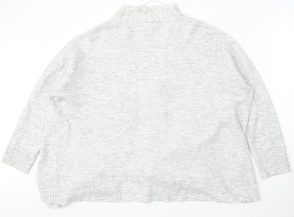 Primark Womens Grey V-Neck Acrylic Cardigan Jumper Size 14