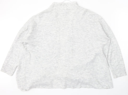 Primark Womens Grey V-Neck Acrylic Cardigan Jumper Size 14