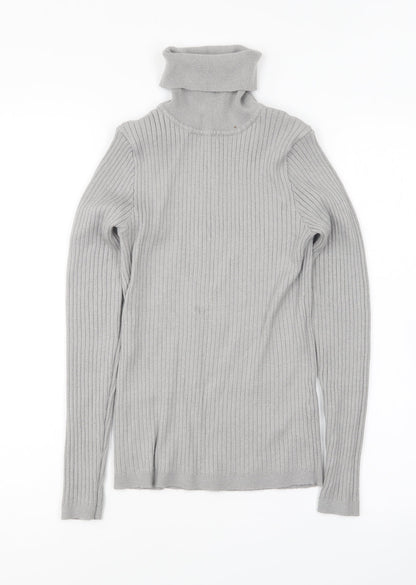 Primark Womens Grey Roll Neck Viscose Pullover Jumper Size M