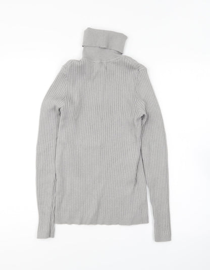 Primark Womens Grey Roll Neck Viscose Pullover Jumper Size M