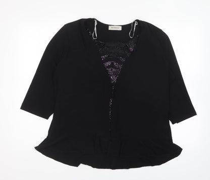 Womens UK Size XL BASSINI Black Basic Blouse