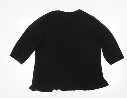 Womens UK Size XL BASSINI Black Basic Blouse