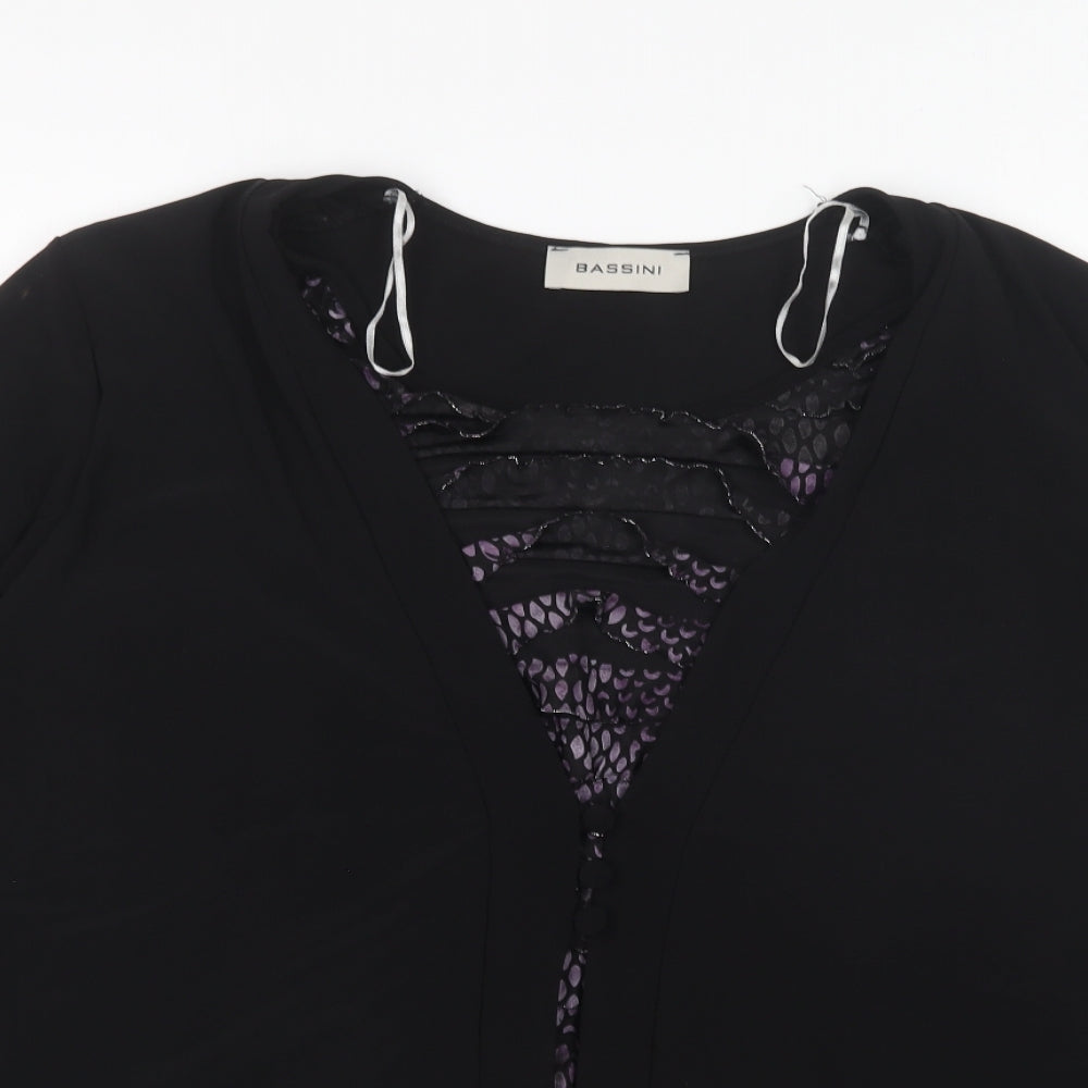 Womens UK Size XL BASSINI Black Basic Blouse