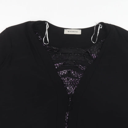 Womens UK Size XL BASSINI Black Basic Blouse
