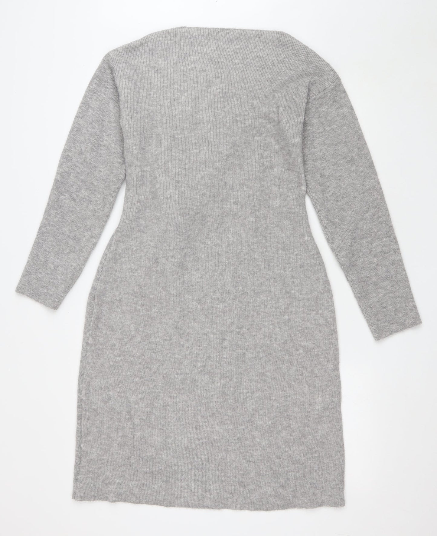 SheIn Womens Grey Acrylic Wrap Dress Size XS V-Neck Tie - Tie
