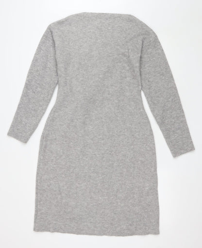 SheIn Womens Grey Acrylic Wrap Dress Size XS V-Neck Tie - Tie