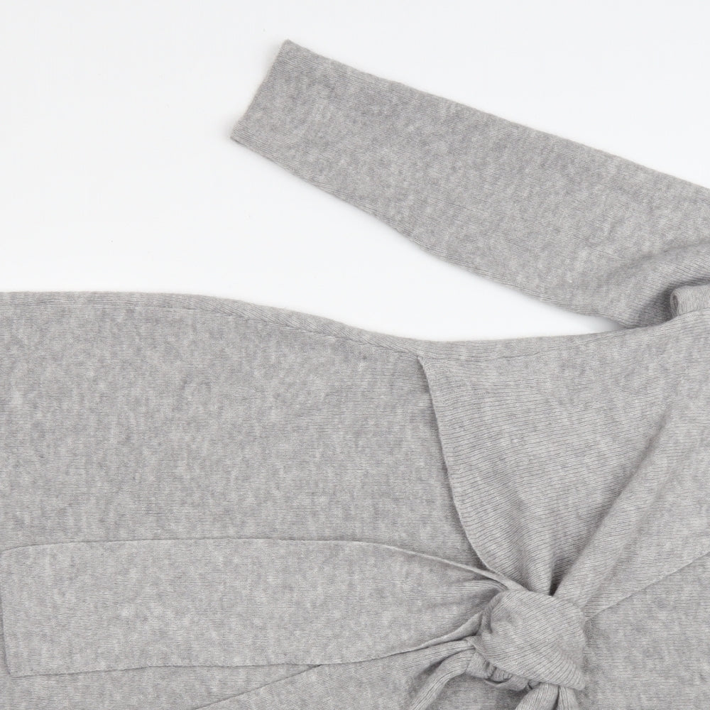 SheIn Womens Grey Acrylic Wrap Dress Size XS V-Neck Tie - Tie