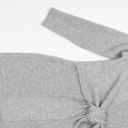 SheIn Womens Grey Acrylic Wrap Dress Size XS V-Neck Tie - Tie