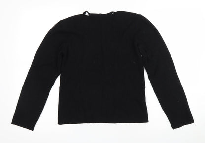 Style Womens Black V-Neck Viscose Pullover Jumper Size 18 - Cut out