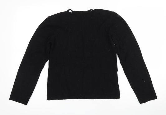 Style Womens Black V-Neck Viscose Pullover Jumper Size 18 - Cut out