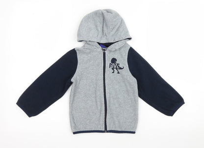 Lupilo Boys Grey Colourblock 100% Polyester Full Zip Hoodie Size 2-3 Years Zip
