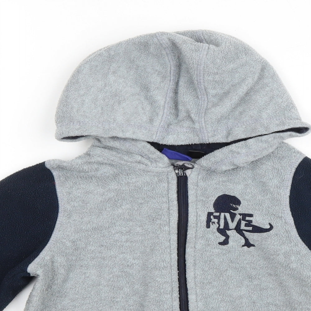 Lupilo Boys Grey Colourblock 100% Polyester Full Zip Hoodie Size 2-3 Years Zip