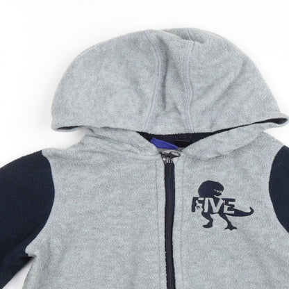 Lupilo Boys Grey Colourblock 100% Polyester Full Zip Hoodie Size 2-3 Years Zip
